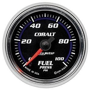 Autometer 2in. fuel press; 0-100 psi fse; cobalt
