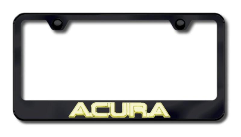 Acura 3d gold on black license plate frame -metal made in usa genuine