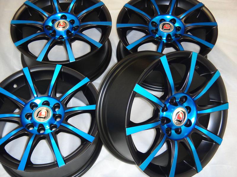 15 blue wheels xa aerio yaris miata galant ion g3 aveo cobalt 4x100 4x114.3 rims