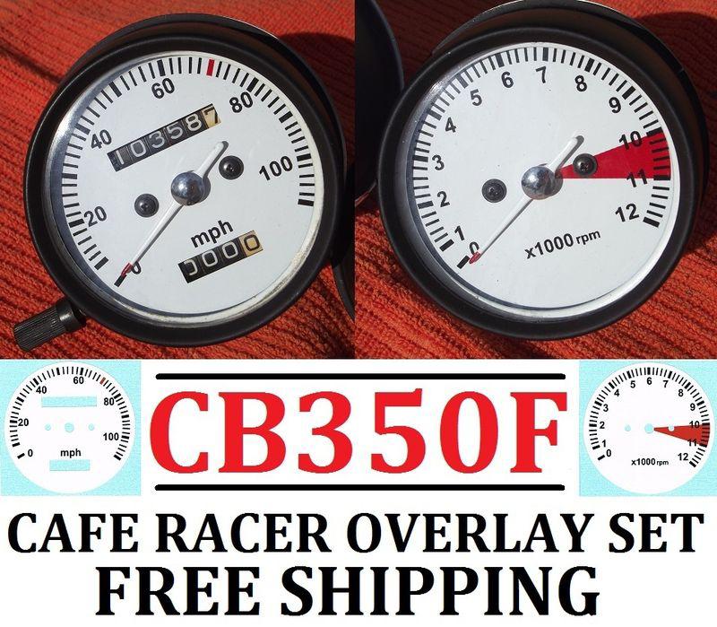 Honda cb350 cb350f cafe racer gauge face decal overlay speedometer tach applique