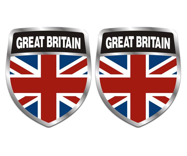 Britain union jack flag shield decal set 4"x3.4" british vinyl sticker zu1