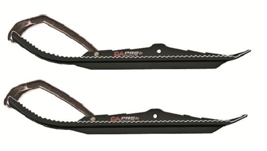 Pair of yellow c&a pro boondocking xtreme 71/4 snowmobile skis w/black c&a loops