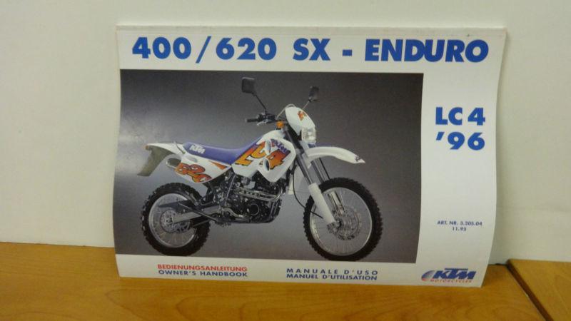 Ktm owners manual for 1996 400/620 lc4 sx - enduro, dirtbiking, racing, 320504