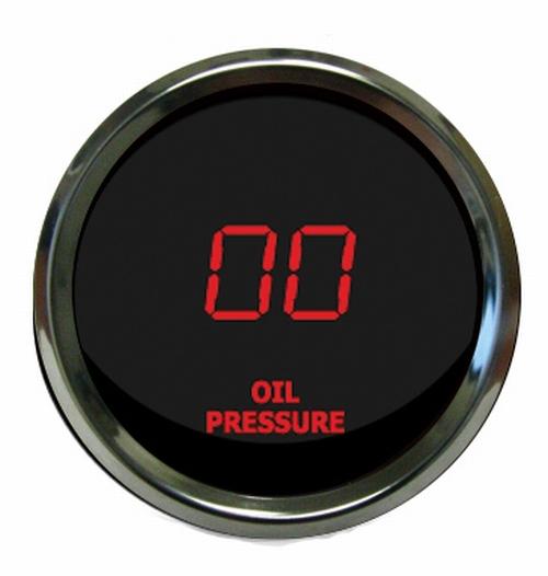 Digital oil pressure gauge red / chrome bezel intellitronix ms9114-r usa made