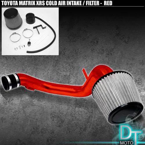 Stainless washable cone filter + cold air intake 03-06 matrix xrs red aluminum