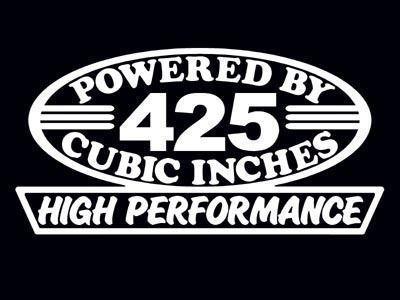 2 high performance 425 cubic inches decal set hp v8 engine emblem stickers