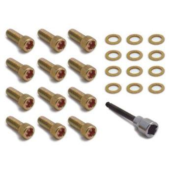 Chrysler 273-440 intake manifold allen bolt set w/ tool 3/8"-16x1" gold 12 pcs