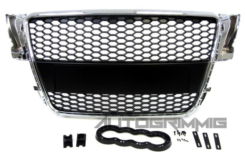 Black mesh rs style front grille for audi 07-10 a5 08 09 grill oem replacement