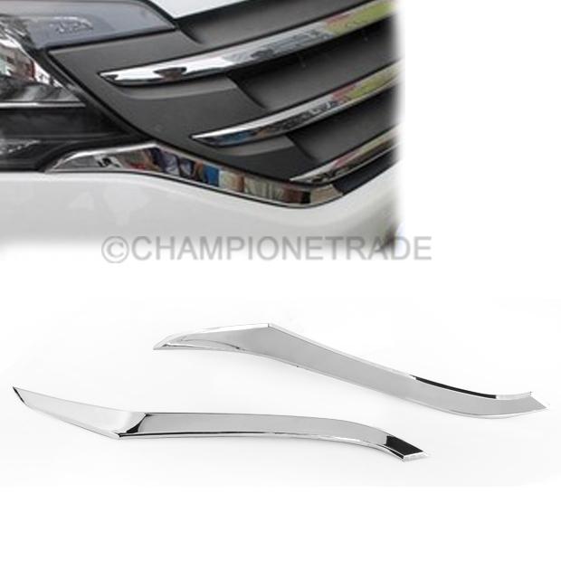 A pair triple chrome front grille side around trim hot for honda cr-v crv 2012
