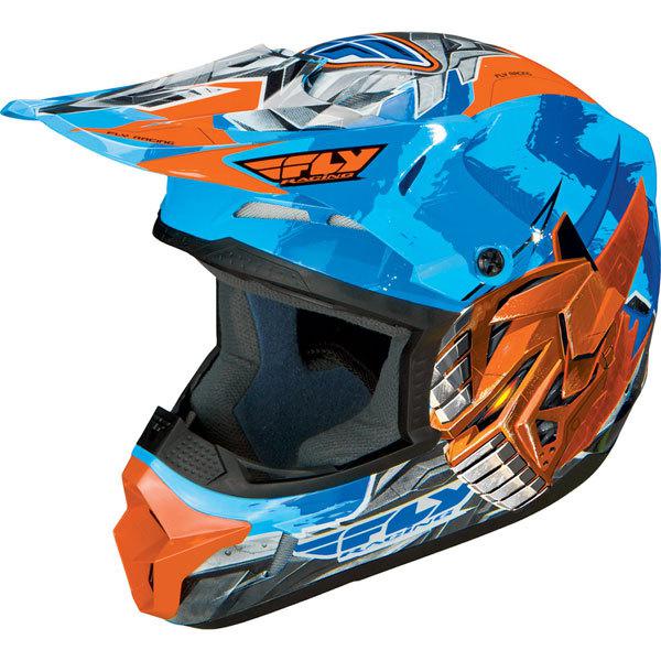 Blue/orange l fly racing kinetic fly-bot youth helmet 2013 model