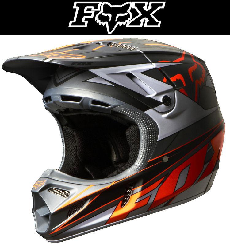 Fox racing v4 race carbon grey orange dirt bike helmet motocross mx atv 2014