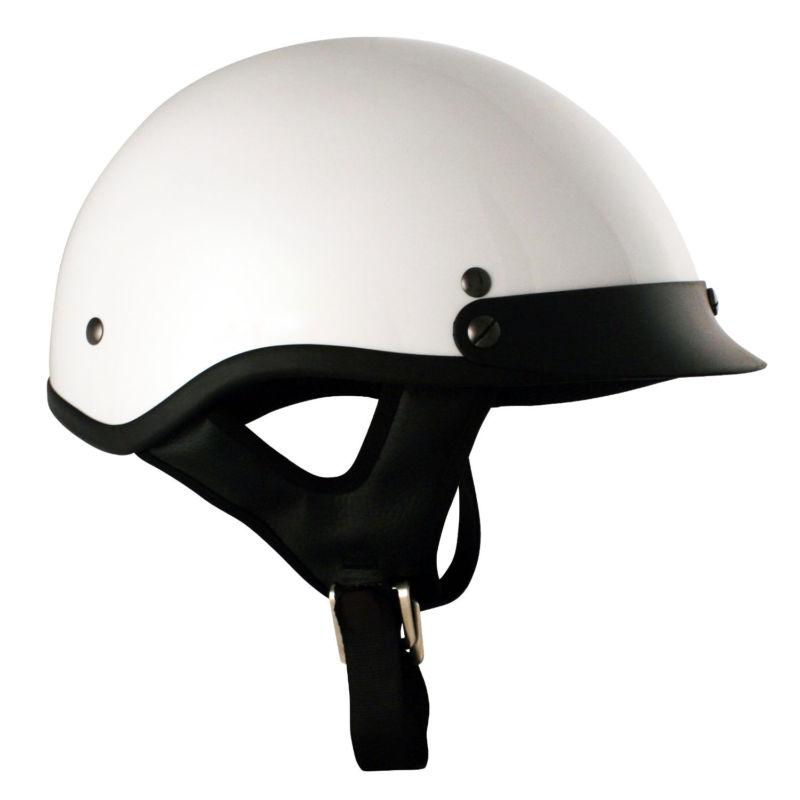 Half helmet motorcycle scooter shorty beanie style dot glossy white - medium