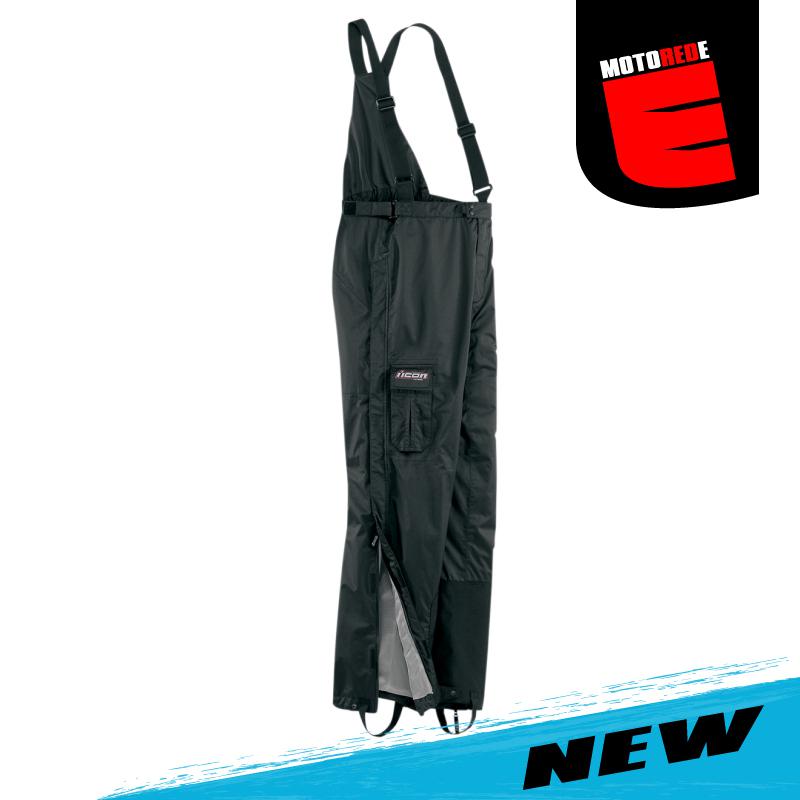 Icon pdx womens motorcycle waterproof overpants bib overalls black xlarge xl