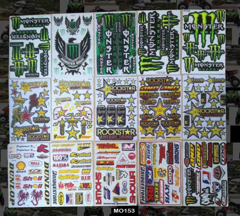 Set 15 x sheets mixed atv  moto mx  race stickers kit   #mo153k3