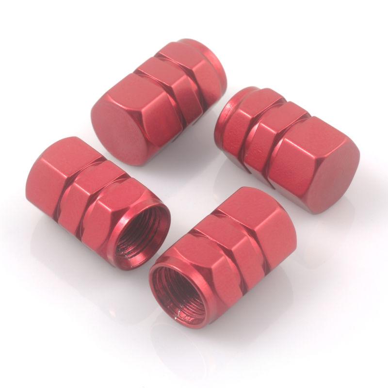 Hexagon-red aluminum wheel tire tyre valve stem air cap car accessories