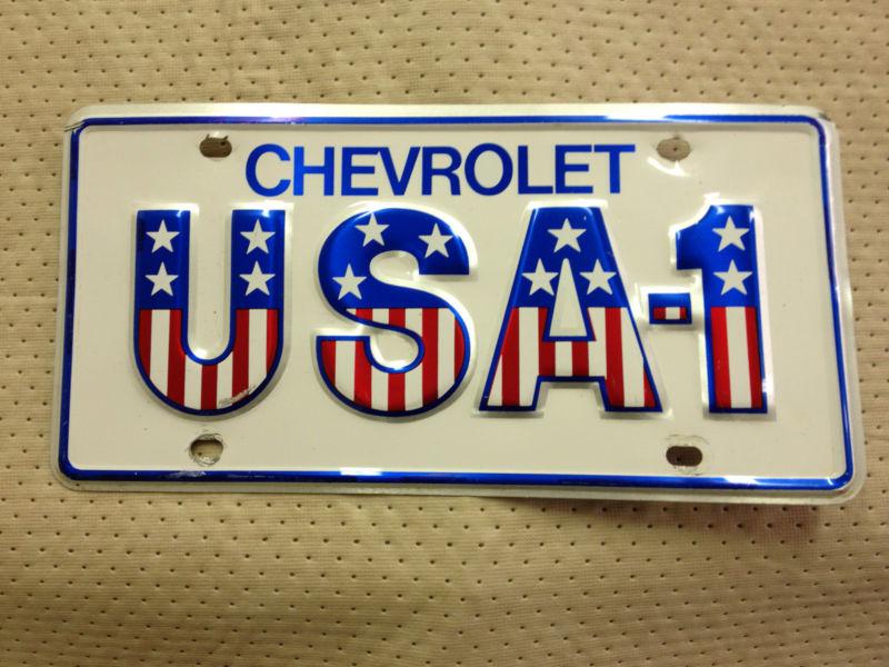 Usa-1 u.s.a.-1 chevrolet gm dealer license plate small hole!