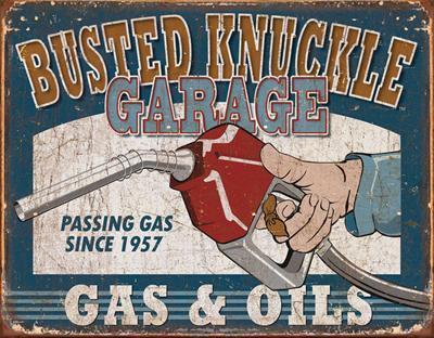 Sign vintage rectangular busted knuckle passing gas 16.0" width 12.5" height