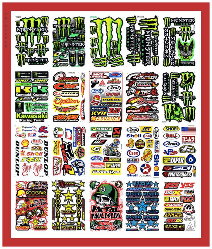 Rockstar metal mulisha motocross atv racing helmet sticker (20 sheets)