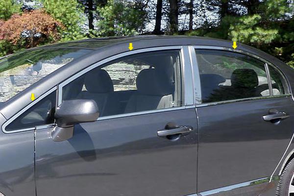 Saa wp26215 06-11 honda civic window package w/o pillar posts car chrome trim