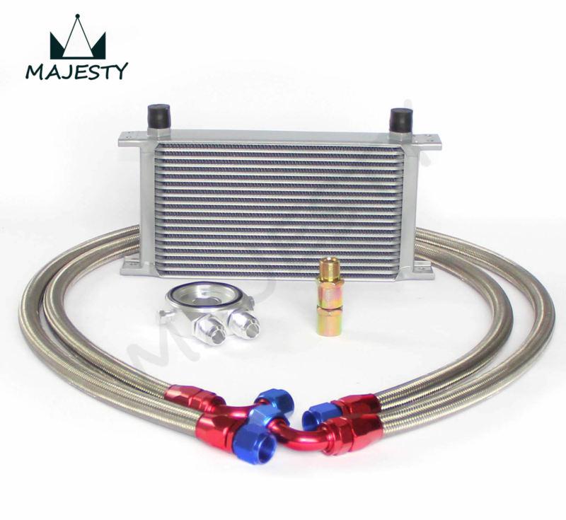 19 row an-10an universal engine transmission oil cooler + filter kit silver