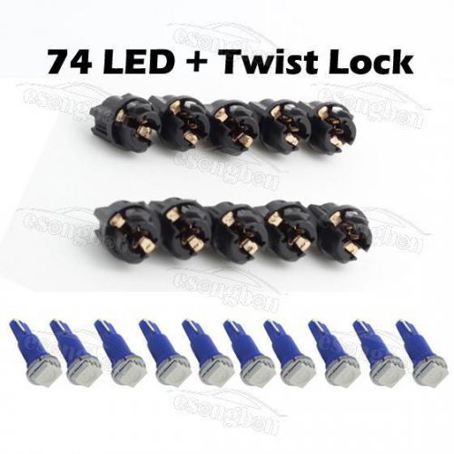 10pcs twist sockets 70 74 blue t5 instrument panel cluster plug led dash light