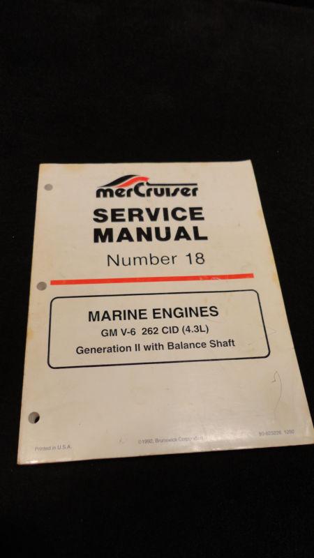 1993 mercruiser service tech manuals 18 #90-823226 gm v5 262cid 4.3l 