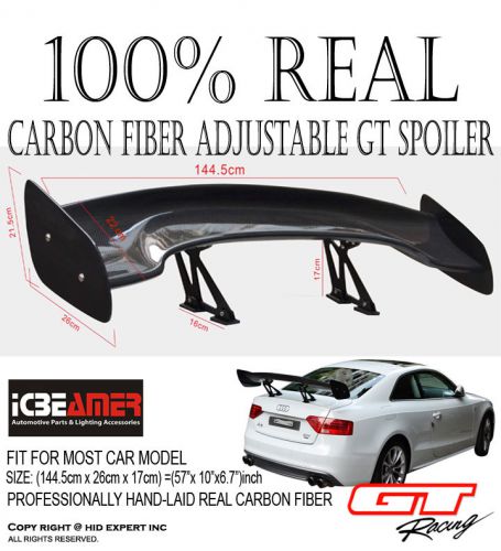 Abl fit chevrolet 57&#034; carbon fiber sport 3d gt rear wing trunk spoiler #xi199