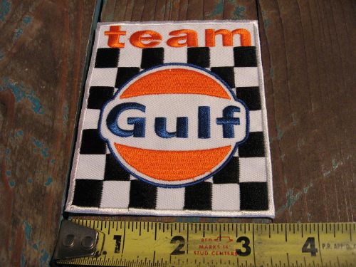 Vintage style team gulf racing patch gasoline porsche le mans alms scca indy gas