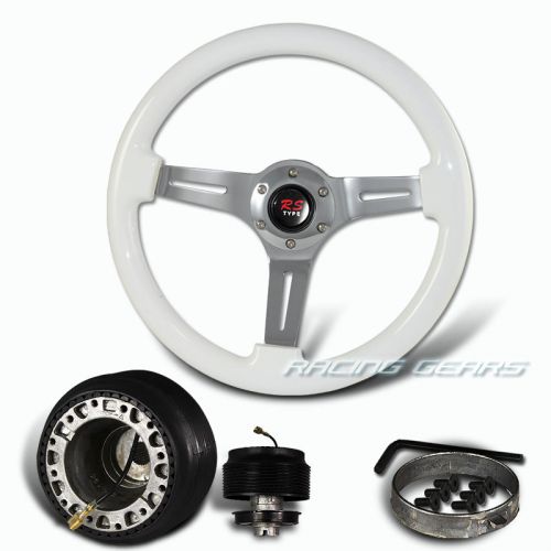 For acura honda 345mm 6 hole white wood grain deep dish steering wheel + hub kit