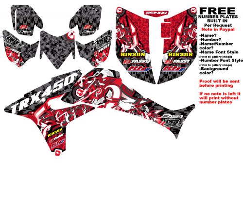 Trx450r logo bomber graphic kit black/red sides/fenders 04-05 honda trx 450