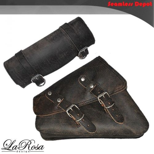 2004-2016 larosa rustic black leather harley sportster left saddlebag + tool bag
