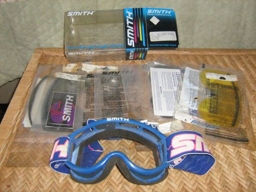 Smith mx 7 smx large frame electrs blue goggle clear lens and 9 assorted lens