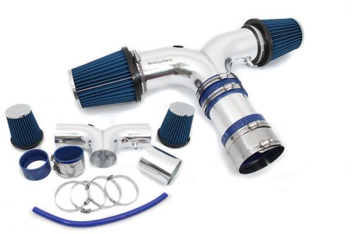 Bcp blue 04-07 dodge durango 5.7l v8 hemi dual twin air intake system + filter