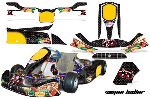 Amr racing graphic sticker kit tony kart venox parts accessory grim vegas black