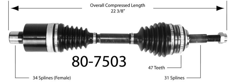 Empi 80-7503 new constant velocity premium cv half shaft drive axle assembly
