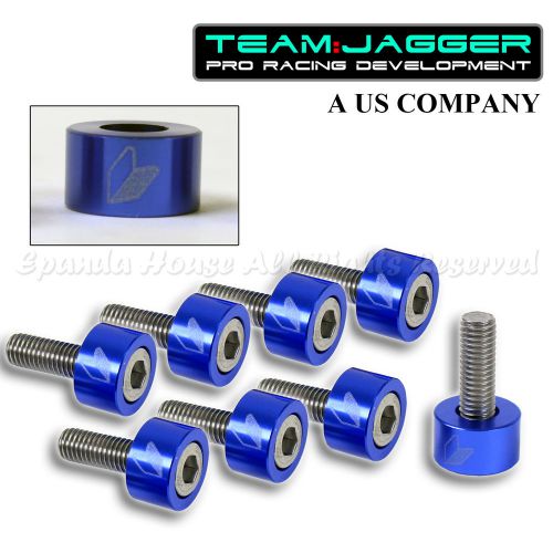 For 90-15 accord 4-cyl jdm logo 9pc 8mm bolts header cup washers anodized blue
