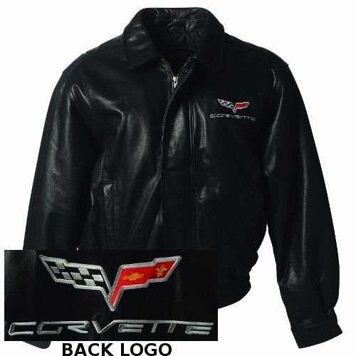 (men&#039;s) chevrolet c6 corvette leather bomber jacket - sizes s - xl