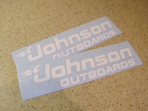 Johnson outboards decal die-cut 12&#034; white 2-pak free ship + free fish decal!