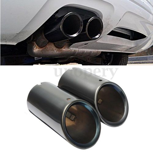 Pair s-line black exhaust muffler tail pipe tips for audi a4 b8 q5 1.8t 2.0t new