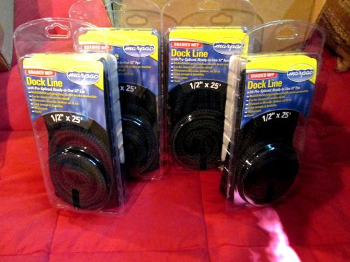 1/2&#034;x25&#039; black double braided mfp dock line (4 pack)