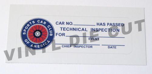 60s -70s scca tech inspection racing vinyl decal sticker removable