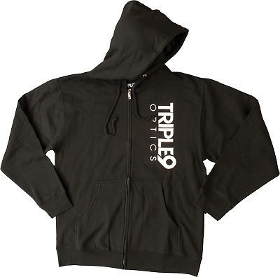Triple 9 optics logo mens zip up hoodie black