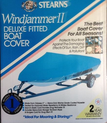 Stearns windjammer ii boat cover, made in usa,14-16 ft v-hull, tri-hull, bass