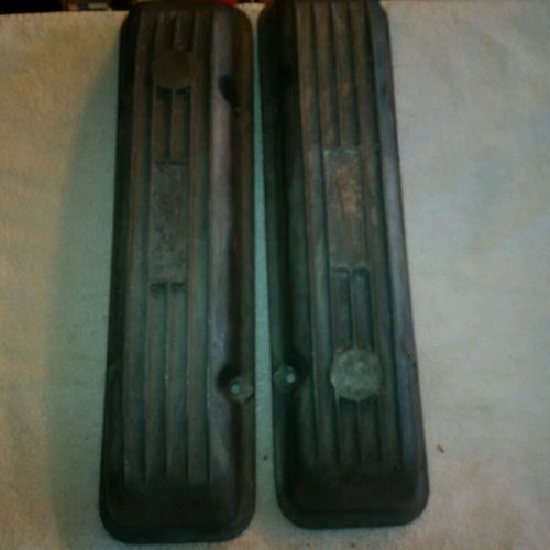 Vintage cast aluminum sbc , chevy staggered bolt valve covers hot rod, rat rod