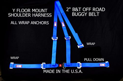 Rjs racing 2&#034; buggy off road seat belt 3 point b&amp;t y harness blue 51521-cwa-3