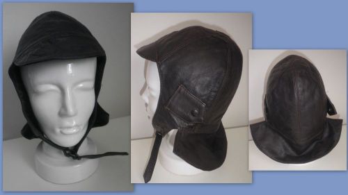 Vintage leather motorcycle cap  nos   size 57