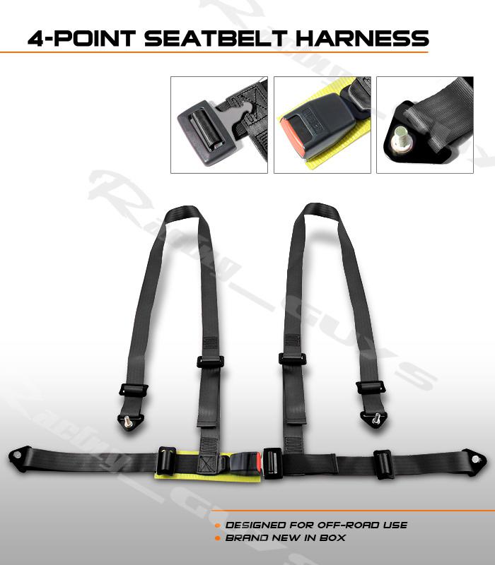 Universal 4 point racing seat belt restraint harness black wrx evo rx8 frs brz
