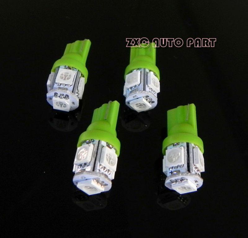 4x t10 5smd 5050 side marker light bulbs 194 168 w5w car led wedge lamps green 
