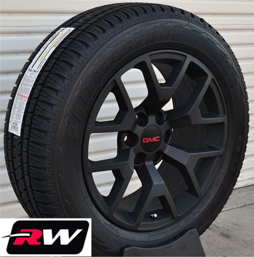 Gmc sierra wheels tires matte black rims yukon sierra 20x9&#034; inch 2014 2015 2016