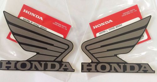 Honda  wing fuel tank decal wings sticker 2 x 100mm matallic grey &amp; black